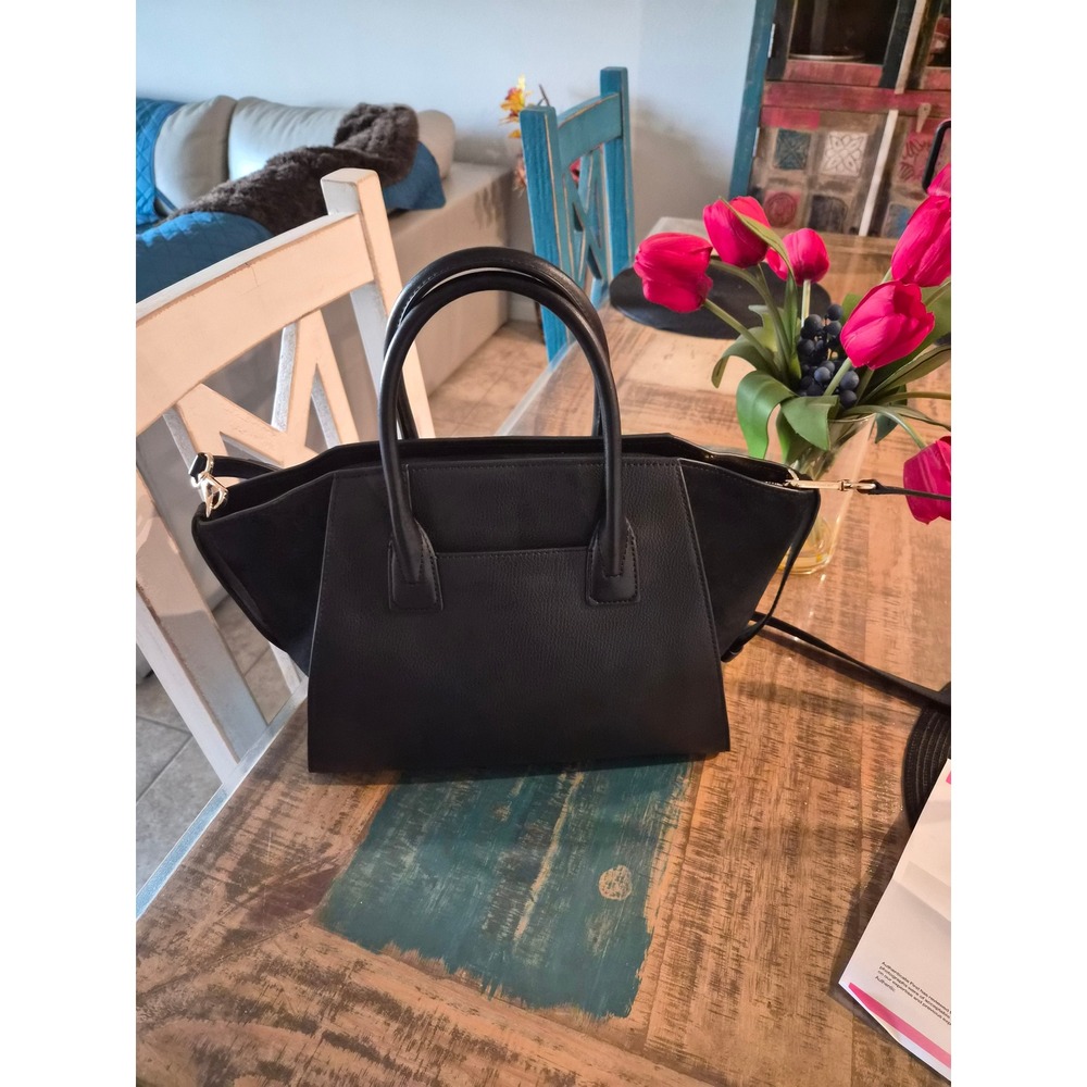 Michael Kors Avril  Satchel Black Leather Suede Handbag Crossbody Bag - Picture 7 of 13